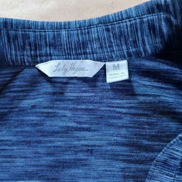 Lady Hagen V-Neck T-Shirt Womens Medium Blue Collared Golf Tennis Sport Tee - Picture 3 of 9